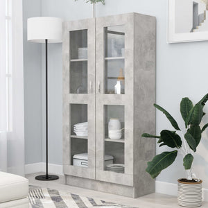 vidaXL Vitrine Cabinet Concrete Grey 82.5x30.5x150 cm Engineered Wood