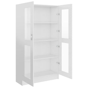 vidaXL Vitrine Cabinet High Gloss White 82.5x30.5x150 cm Engineered Wood