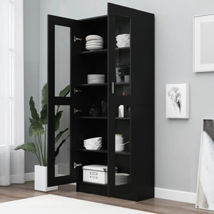 vidaXL Vitrine Cabinet Black 82.5x30.5x185.5 cm Engineered Wood