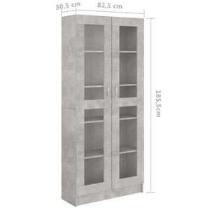 vidaXL Vitrine Cabinet Concrete Grey 82.5x30.5x185.5 cm Engineered Wood