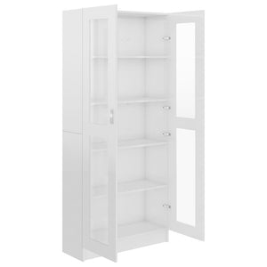 vidaXL Vitrine Cabinet High Gloss White 82.5x30.5x185.5 cm Engineered Wood