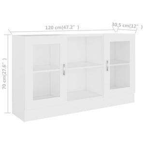 vidaXL Vitrine Cabinet White 120x30.5x70 cm Engineered Wood