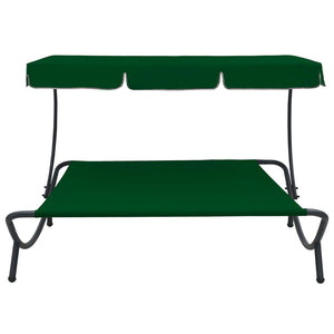 vidaXL Outdoor Lounge Bed with Canopy Green