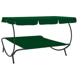 vidaXL Outdoor Lounge Bed with Canopy Green