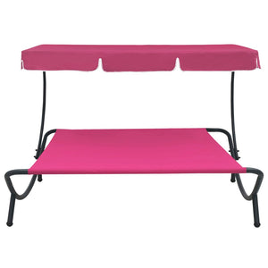 vidaXL Outdoor Lounge Bed with Canopy Pink