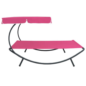 vidaXL Outdoor Lounge Bed with Canopy Pink