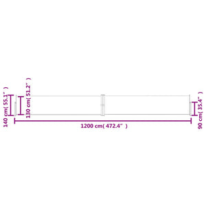 vidaXL Patio Retractable Side Awning 140x1200 cm Brown