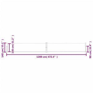 vidaXL Patio Retractable Side Awning 140x1200 cm Red