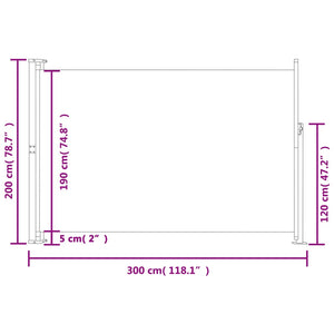 vidaXL Patio Retractable Side Awning 200x300 cm Blue