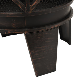 vidaXL Rustic Fire Pit with Poker Φ42x54 cm Steel