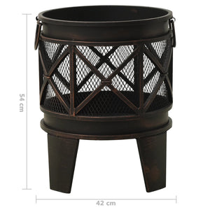 vidaXL Rustic Fire Pit with Poker Φ42x54 cm Steel