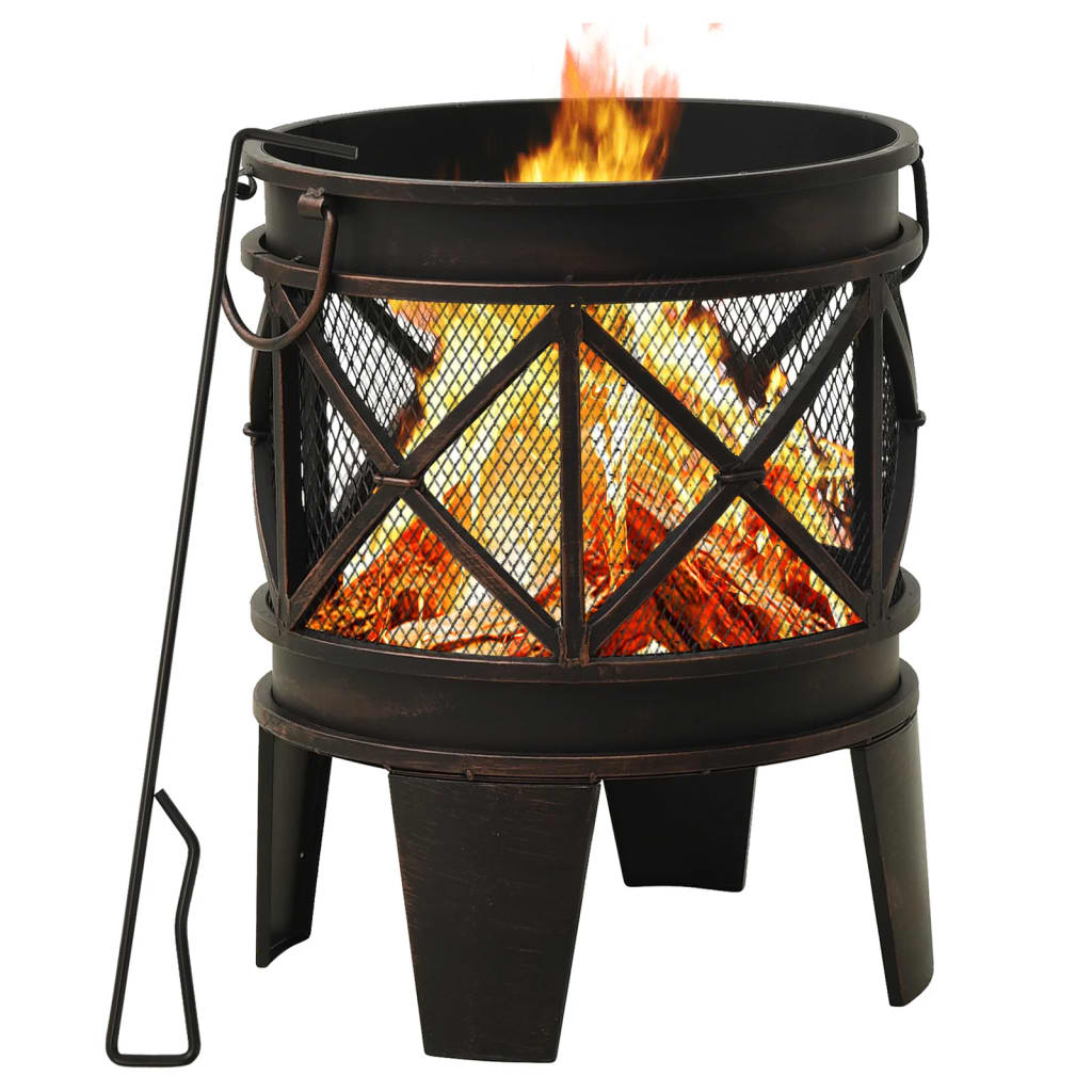 vidaXL Rustic Fire Pit with Poker Φ42x54 cm Steel