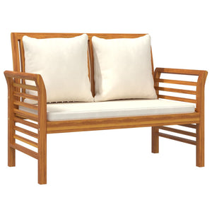 vidaXL 2 Piece Garden Lounge Set with Cream White Cushions Solid Wood