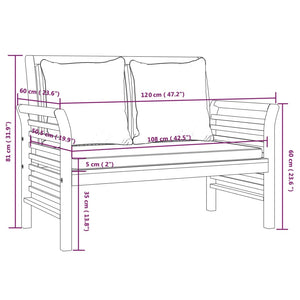 vidaXL 2 Piece Garden Lounge Set with Cream White Cushions Solid Wood