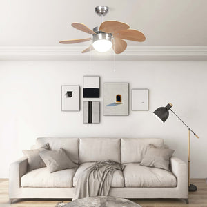 vidaXL Ceiling Fan with Light 76 cm Light Brown