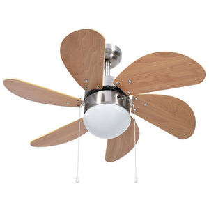 vidaXL Ceiling Fan with Light 76 cm Light Brown