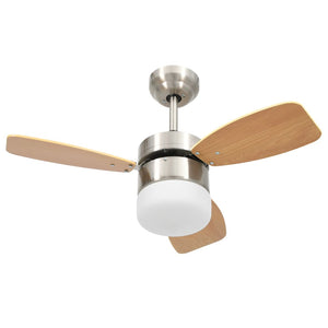 vidaXL Ceiling Fan with Light and Remote Control 76 cm Light Brown