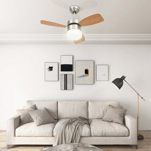 vidaXL Ceiling Fan with Light and Remote Control 76 cm Light Brown