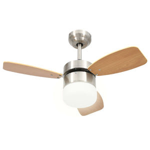 vidaXL Ceiling Fan with Light and Remote Control 76 cm Light Brown