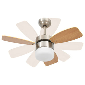 vidaXL Ceiling Fan with Light and Remote Control 76 cm Light Brown