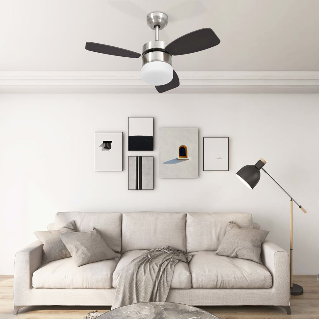 vidaXL Ceiling Fan with Light and Remote Control 76 cm Dark Brown