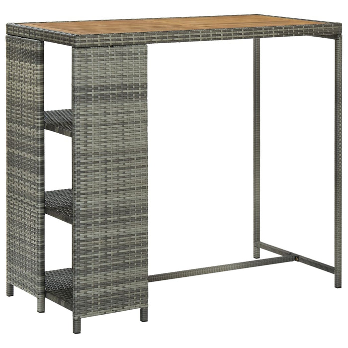 vidaXL Bar Table with Storage Rack Grey 120x60x110 cm Poly Rattan