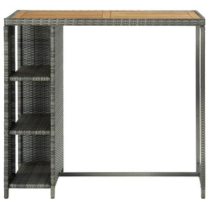 vidaXL Bar Table with Storage Rack Grey 120x60x110 cm Poly Rattan