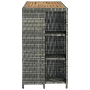 vidaXL Bar Table with Storage Rack Grey 120x60x110 cm Poly Rattan