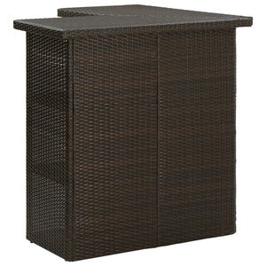 vidaXL Corner Bar Table Brown 100x50x105 cm Poly Rattan