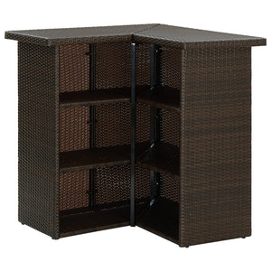 vidaXL Corner Bar Table Brown 100x50x105 cm Poly Rattan