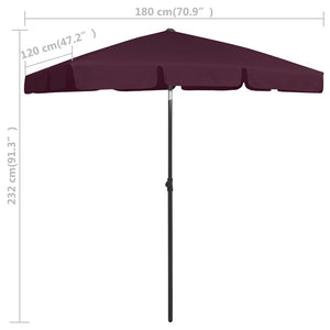 vidaXL Beach Umbrella Bordeaux Red 180x120 cm