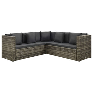 vidaXL 4 Piece Garden Lounge Set with Cushions Poly Rattan Grey