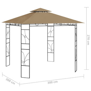 vidaXL Gazebo 3x3x2.7 m Taupe 160 g/m²