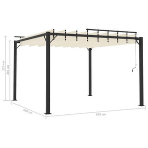 vidaXL Gazebo with Louvered Roof 3x3 m Cream Fabric and Aluminium