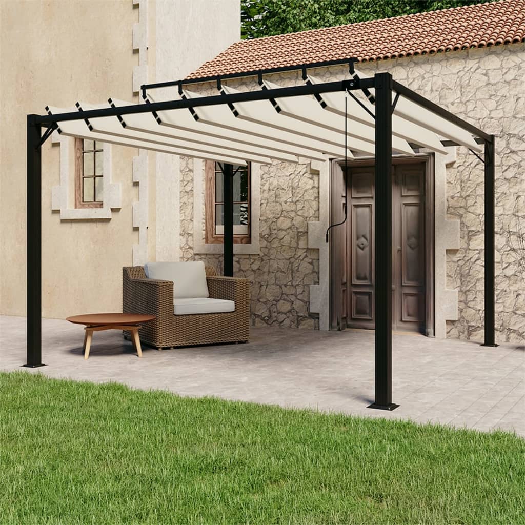 vidaXL Gazebo with Louvered Roof 3x3 m Cream Fabric and Aluminium