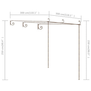 vidaXL Garden Pergola Antique Brown 3x3x2.5 m Iron