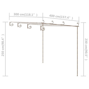 vidaXL Garden Pergola Antique Brown 4x3x2.5 m Iron