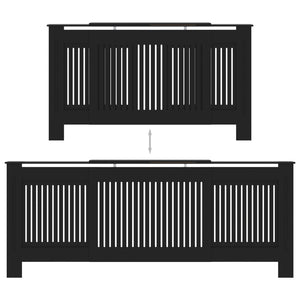 vidaXL MDF Radiator Cover Black 205 cm