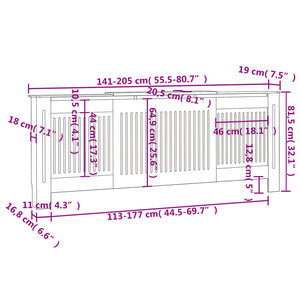 vidaXL MDF Radiator Cover Black 205 cm