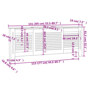 vidaXL MDF Radiator Cover Black 205 cm