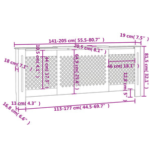 vidaXL MDF Radiator Cover Black 205 cm