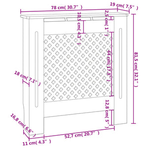 vidaXL MDF Radiator Cover Black 78 cm