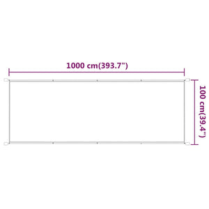 vidaXL Vertical Awning White 100x1000 cm Oxford Fabric