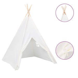 vidaXL Children Teepee Tent with Bag Peach Skin White 120x120x150 cm