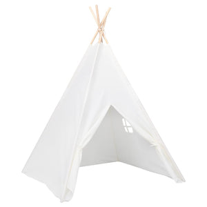 vidaXL Children Teepee Tent with Bag Peach Skin White 120x120x150 cm