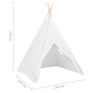 vidaXL Children Teepee Tent with Bag Peach Skin White 120x120x150 cm