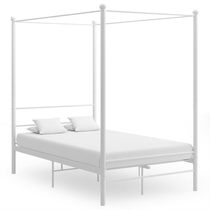 vidaXL Canopy Bed Frame without Mattress White Metal 120x200 cm