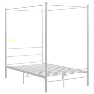 vidaXL Canopy Bed Frame without Mattress White Metal 120x200 cm