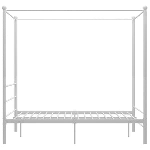 vidaXL Canopy Bed Frame without Mattress White Metal 120x200 cm