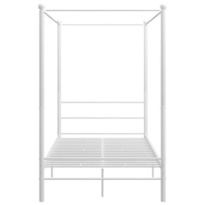 vidaXL Canopy Bed Frame without Mattress White Metal 120x200 cm